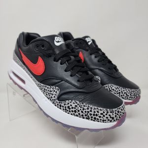 Nike Air Max 1 Golf Shoes NRG Safari Bred Masters Mens 7 Logo Leather Sneakers